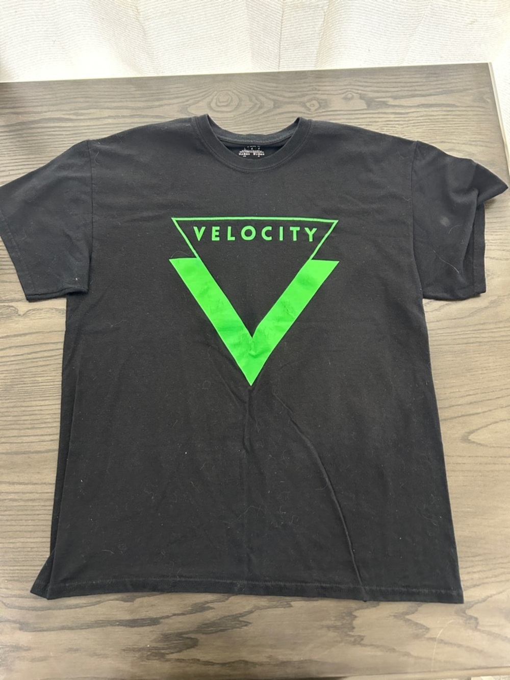 Velocity Men’s Short-Sleeve Tee in Black with Neon Green Logo